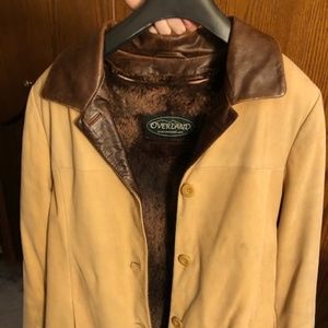 Overland leather coat with zip-out fur liner